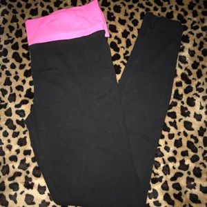 Comfy cotton Leggings with foldover Pink Band